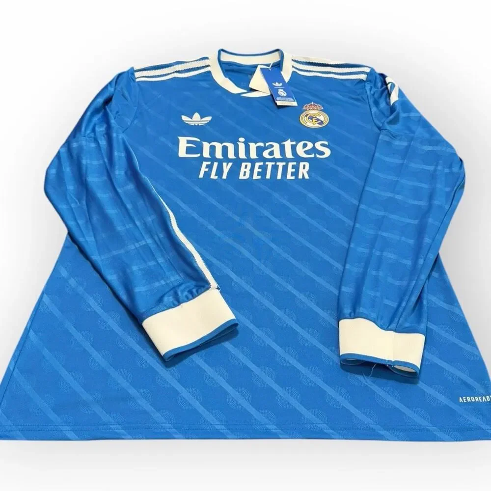 Adidas Real Madrid 25/26 Blue Long Sleeve Third Jersey JW4054 Mens size L New